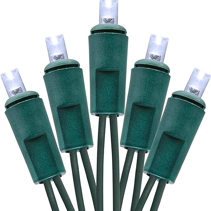 Holiday Essence 60 LED Mini Christmas Lights Cool White Green Wire String Lighting Indoor Outdoor Xmas Tree Garden Holiday Party Decor UL Certified Indoor & Outdoor String Lights