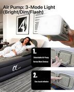 A-ER-FA Twin XL Air Mattress with Headboard and Built in Rechargeable Air Pump & Cup Holder – Premium Comfort Blow Up Mattress & Inflatable Mattress, Colchon Inflable Air Bed for Guests & Home Use