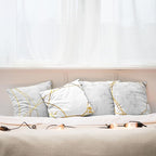 Ambesonne Marble Throw Pillow Cushion Case Pack of 4, Modern Design Illustration of Geometric Golden Yellow Tone Lines Shapes, Modern Accent Double-Sided Digital Printing, 24", Grey Mustard