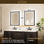 TETOTE Gold LED Mirror for Bathroom 20x28 Metal Frame Frontlit & Backlit Lighted Vanity Mirror Baroque Anti Fog Stepless Dimmable White/Warm/Natural,CRI90+,Wall Mounted(Horizontal/Vertical)