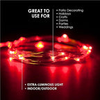 30 LEDs Red Color String Lights Silver Wire Indoor and Outdoor 9.5 Feet Firefly Starry Fairy Lights Battery Powered for DIY, Christmas, Holidays, Party, Bedroom and Centerpieces