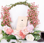 N&T NIETING Babys Breath Artificial Flowers Bulk, 24Pcs Fake Gypsophila Bouquet Flowers Real Touch Faux Babies Breath Arrangement for Wedding Floral Party Home Centerpieces Vase Decoration, Pink