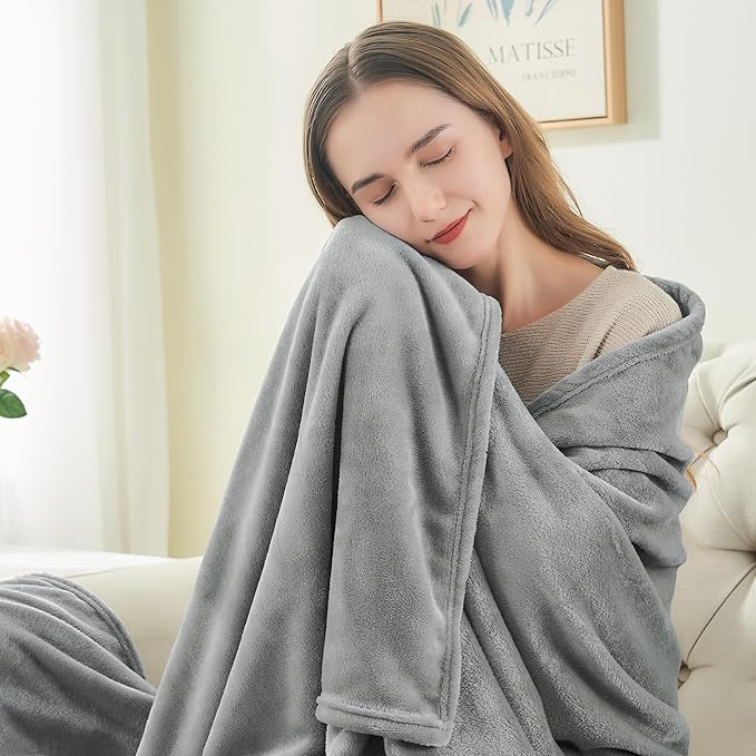 BEDELITE Fleece Blanket Grey Throw Blanket for Couch & Bed, Luxury Plush Cozy Fuzzy Blanket 50" x 60", Super Soft Warm Lightweight Throw Blanket for Travel Camping