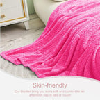 Exclusivo Mezcla Fleece Throw Blanket for Couch, 50x70 Inches Soft Cozy Jacquard Flannel Blankets, Lightweight Fuzzy Plush Warm Throws for Winter, Hot Pink