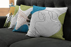 Ambesonne Minimal Throw Pillow Cushion Case Pack of 4, Modern Line Art Woman Portrait with Contemporary Leafy Geometric Details, Modern Accent Double-Sided Digital Printing, 20", Blue Green Marigold