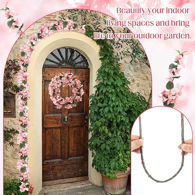 30 Pcs Artificial Faux Bougainvillea Fake Flower Silk Bougainvillea Branches UV Resistant Outdoor Indoor Decoration for Wedding Home Centerpieces Outside Decor (Peach Pink)