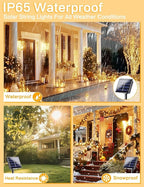 Solar String Lights Outdoor, 4 Pack 160FT 400 LED Solar Twinkle Lights for Outside Waterproof Copper Wire with 8 Modes Solar Fairy Lights for Garden Yard Wedding Christmas Tree Decor (Warm White)