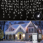 Brightown Christmas Icicle Lights Outdoor, 66 Feet 138 Drops with 736 LED, 8 Modes Waterproof Connectable Twinkle Fairy String Light for Christmas Thanksgiving Hanging Icicles (Pure White)