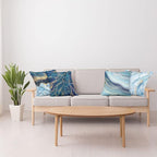 Ambesonne Marble Print Throw Pillow Cushion Case Pack of 4, Modern Themed Pastel Stone Stain Look Veins Aquatic, Tones for Decorative Home Accent Double-Sided Digital Printing, 16", Pale Blue Indigo