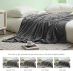 Exclusivo Mezcla Fleece Queen Size Blanket for Bed, 90x90 Inches Soft Cozy Jacquard Flannel Blankets, Lightweight Fuzzy Plush Warm for Winter, Dark Grey