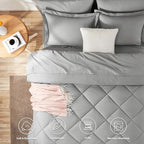 CozyLux Twin Comforter Set with Sheets Light Grey - 5 Pieces Bed in a Bag Twin, All Season Bed Set for Girls and Boys, Bedding Set with Down Alternative Comforter, Sheets, Pillowcase & Sham
