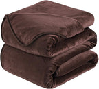 HOZY Soft Blanket Twin Size Fleece Warm Fuzzy Throw Blankets for The Bed Sofa Lightweight 350GSM Chocolate 66"*90"