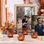 24pcs Assorted Amber Votive Candle Holders for Table Centerpiece, Fall Centerpieces for Tables, Ribbed Tea Lights Candle Holder for Wedding, Holiday and Vintage Decor