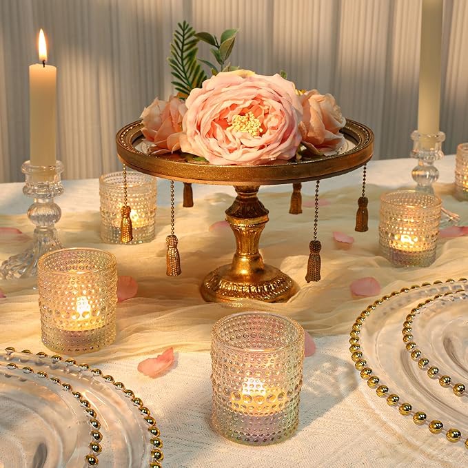 24 Pcs Votive Candle Holders, Iridescent Glass Holders Bulk for Table Centerpiece, Tea Lights Candle Holders for Wedding Shower, Party and Home Decor