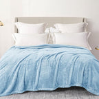 Exclusivo Mezcla Plush Fuzzy Fleece Bed Blanket Twin Size, Super Soft, Fluffy and Warm Blankets, Suitable for All Seasons (Light Blue, 90x66 Inches)