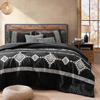 MaiRêve Embroidery Full Size Comforter Set Black, Farmhouse Western Boho Bedding Set 7 Pieces, All Season Bed in A Bag Comforter Set with Sheets, Pillowcases & Shams