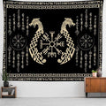 OSUNBD Nordic Vikings Tapestry, Large 11878 inches Soft Flannel, Vegvsir Symbol Twins Dragons Celtic Rune Scandinavian Aesthetic Mythology Tapestry Wall Hanging for Bedroom Living Room Decor
