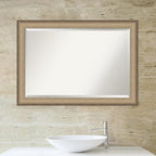 Amanti Art Bronze Bathroom Mirror for Over Sink, 29x41 Elegant Brushed Bronze Rectangle Vanity Mirror, Large Casual Frame, Hangs Horizonally and Vertically, Bathroom Wall Decor, Beveled Edge