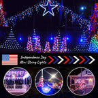 4th of July Decoration Patriotic Mini Lights - 200 Count 50 Feet Red White Blue Incandescent Bulb Waterproof String Lights Plug in for Indoor Outdoor Christmas Party Patio Independence Day Decoration