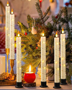 Da by 6 Flameless Window Candles with Remote Control & Timer, Surround String Lights, Battery Powered, 9.6" Christmas Candles, Free 6 Black Bases for Home Décor