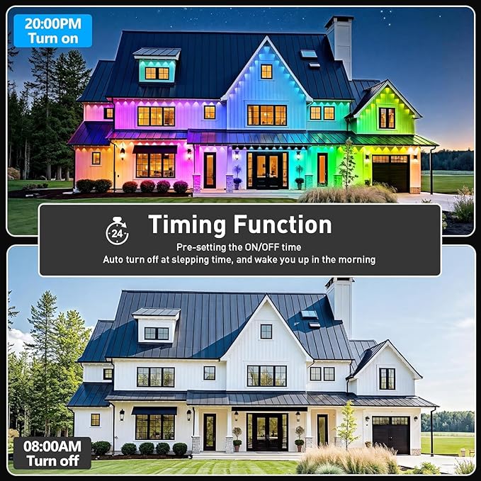 LETIANPAI 200FT Permanent Outdoor Lights,RGB Eaves Lights with App Control Remote,DIY Scene Modes IP67 Waterproof Outdoors Under Eave Lighting,Outdoor Light for Garden Decor