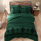 MaiRêve Embroidery Queen Size Comforter Set Emerald Green, Boho Farmhouse Western Bedding Set 7 Pieces, All Season Bed in A Bag Comforter Set with Sheets, Pillowcases & Shams