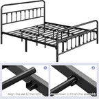 Yaheetech Classic Metal Platform Bed Frame Mattress Foundation with Victorian Style Iron-Art Headboard/Footboard/Under Bed Storage/No Box Spring Needed/California King Size Black