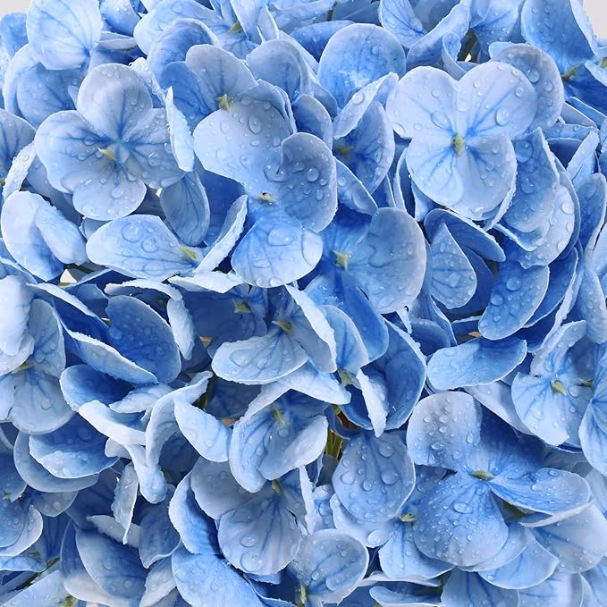 3 Pcs Real Touch Hydrangea Artificial Flowers, 21" Blue Full Faux Hydrangea Flowers Latex Fake Flowers for Home Decor Party Floral Arrangements Wedding Bouquets Centerpieces Outdoor Decor
