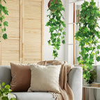 RECUTMS Fake Vines 4pcs Artificial Ivy Hanging Plant Silk Leaves Faux Greenery Garland for Room Indoor Outdoor Garden Door Wall Baskets Wedding Party Table Balcony Decor