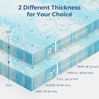 Mattress Topper Twin XL, 3 Inch Gel Memory Foam Bed Topper for Twin XL Size Bed, CertiPUR-US Certified, Blue