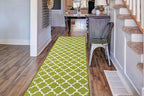 Custom Size Moroccan Trellis Runner Rug Mat for Wide Hallway Entryway Kitchen Laundry Room with Slip Resistant Latex Rubber Backing, Trellis Green, 31 inch X 12 feet