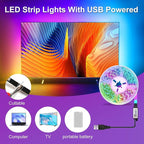9.84ft Smart RGB LED TV Backlight Strip for 32-45 Inch TVs, Music Sync Bluetooth App & Remote Control, USB-Powered LED Lights for Bedroom, Gaming, Home Theater
