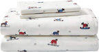 Eddie Bauer - Flannel Sheets Full Size, Anti-Pilling & Wrinkle Resistant Cotton, Touchably Soft for All-Season Comfort - Bed Sheets with Matching Pillowcase & Fitted Sheet (Ski Patrol White)