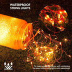 6 Pack Orange Fairy Lights Battery Operated String Lights, 7ft 20 Led Mini Lights, Waterproof Silver Wire Starry for Mason Jars DIY Wedding Party Bedroom Christmas