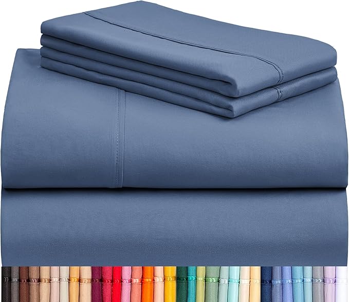 LuxClub 4 PC Full Sheet Set, Breathable Luxury Bed Sheets, Deep Pockets Wrinkle Free Cooling Bed Sheets Machine Washable Hotel Bedding Silky Soft - Oxford Full