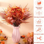 250 Pcs Artificial Fall Greenery Stems Bulk Thanksgiving Eucalyptus Leaves Silver Dollar Foliage Floral Picks and Sprays Fake Faux UV Resistant for DIY Bouquet Vase Arrangement Table Decor
