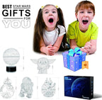MOSSOM 2 Bases 5 Patterns Star Wars Gifts 3D Illusion Lamp - Star Wars Toys LED Night Light for Kids Room Decor, 7 Color Change, Cool Gifts for Men, Women, Boys, Girls