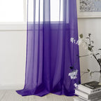 HUTO Purple Sheer Curtains 63 Inch Length for Girls Room Rod Pocket Voile Curtain Panels for Bedroom Living Room,Set of 2 Panels,52”x63”