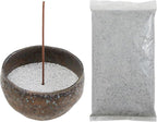 Asayu Japan Incense Burner Kit with Grey Incense Ash (50 g) and Incense Bowl, 100% Zen Made in Japan, Japanese Ceramic Incense Holder with Sand Set for Incense Sticks and Resin