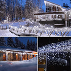 Brightown Icicle Lights Outdoor, 40Ft White Christmas Lights with 81 Drops and 432 LED Icicle Drops, Remote and Timer Controlled, Perfect for House Eaves and Wedding Decor, Pure White