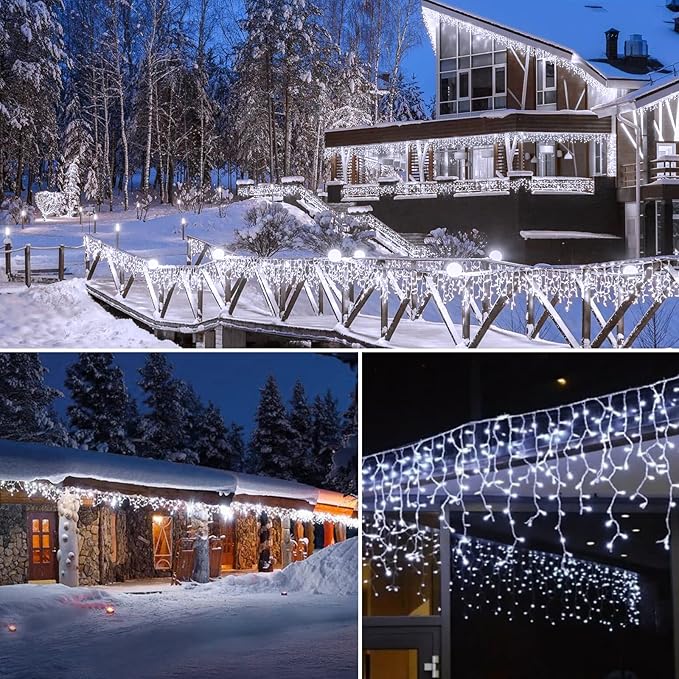 Brightown Icicle Lights Outdoor, 40Ft White Christmas Lights with 81 Drops and 432 LED Icicle Drops, Remote and Timer Controlled, Perfect for House Eaves and Wedding Decor, Pure White