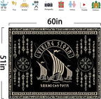 OSUNBD Viking Warship Tapestry Wall Hanging - Small 60x51inches Storm & Celtic Runes on Soft Flannel Aesthetic Mythology Tapestries Norse Mythology Art for Bedroom, Living Room Decor