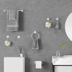 Bathroom Hardware Towel Bar Set -Brushed Nickel Bathroom Accessories Set - Including 16" Hand Towel Bars - Toilet Paper Holders - Towel Rings - Robe Towel Hooks.