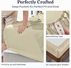 California Design Den Twin XL Sheet Sets - 400 Thread Count Sateen, 100% Cotton Bed Sheets, Deep Pockets, Soft & Breathable, Cooling and Durable Bedding Set - Beige (Golden Tone)