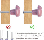 Ceramic Drawer Knobs Heart Shape Cabinet Dresser Pulls Handles with 3 Sized Screws, Kitchen Furniture Knobs for Closet Cupboard Wardrobe (20, Pink)