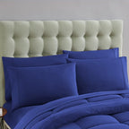Sweet Home Collection 7 Piece Comforter Set Bag Solid Color All Season Soft Down Alternative Blanket & Luxurious Microfiber Bed Sheets, Royal Blue, King