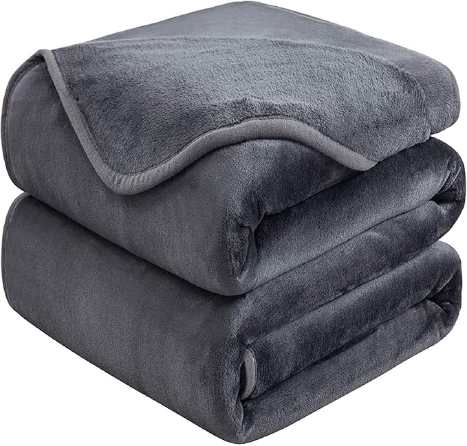 HOZY Soft Blanket Twin/Twin XL Fleece Warm Fuzzy Throw Extra Long Blankets for The Bed Sofa Lightweight Dark Grey 66"*90"