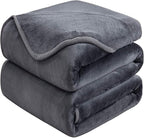 HOZY Soft Blanket Twin/Twin XL Fleece Warm Fuzzy Throw Extra Long Blankets for The Bed Sofa Lightweight Dark Grey 66"*90"
