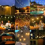 Brightever Outdoor String Lights, 25FT Patio Lights with 13 ST38 LED Edison Bulbs (1 Spare), Waterproof Connectable String Lights for Outside, Dimmable Hanging Light for Backyard Porch Decor, Black