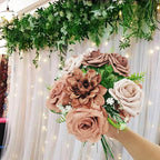 Artificial Fake Flowers 20pcs Roses, Mixed Coffee Brown Faux Flower for DIY Wedding Bouquet Bridal Shower Centerpieces Floral Arrangements Party Table Home Decorations